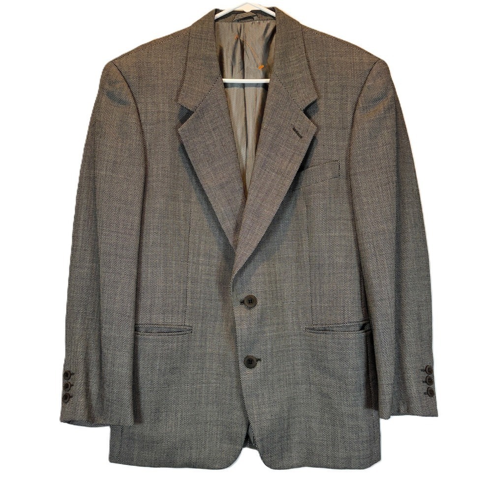Vestimenta Italian Wool Herringbone Blazer 38R Two Button Brown Tan Jacket